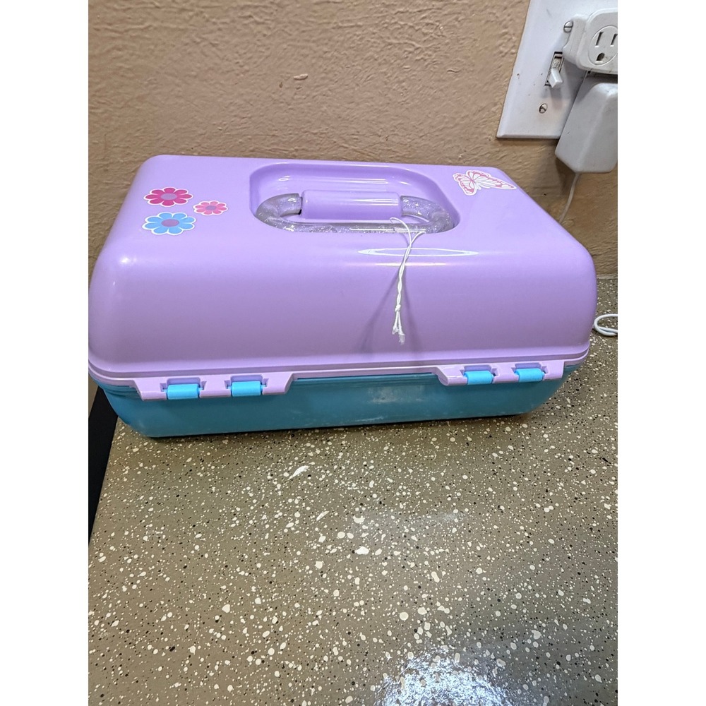 Caboodles On-The-Go Girl‎ Makeup Case Purple Blue Vintage 90s Retro Organizer